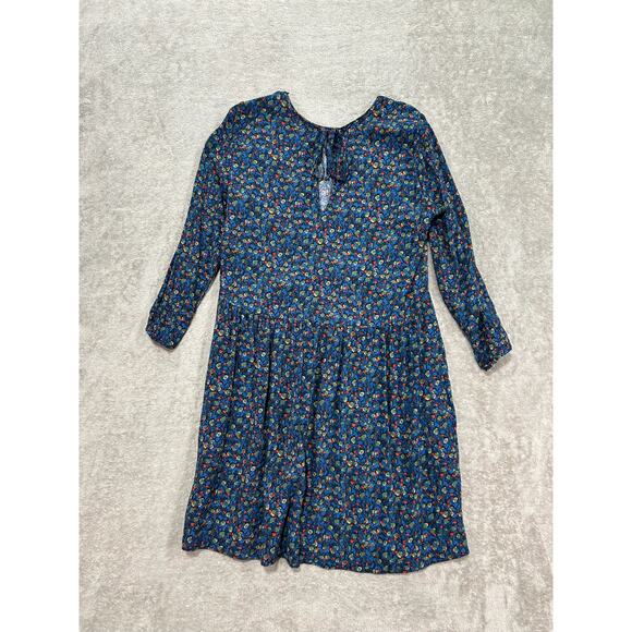 Zara Basic Mini Dress Blue Floral Long Sleeve Ties in Back Size Medium - Picture 7 of 7